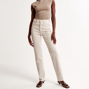 Abercrombie Ultra High Rise 90s Straight Jean in Stone
